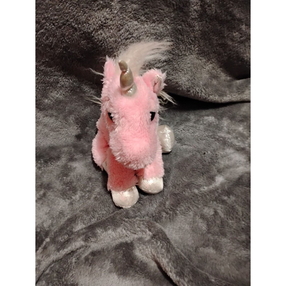 Unicorn Plush Stuffed Animal Pink Silver Hooves Horn Fluffy 13"